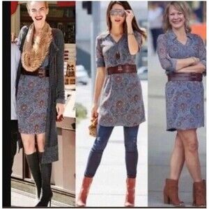 Cabi Provincial Moody Floral Dress Silky Shift Sz Large 3295 Fall